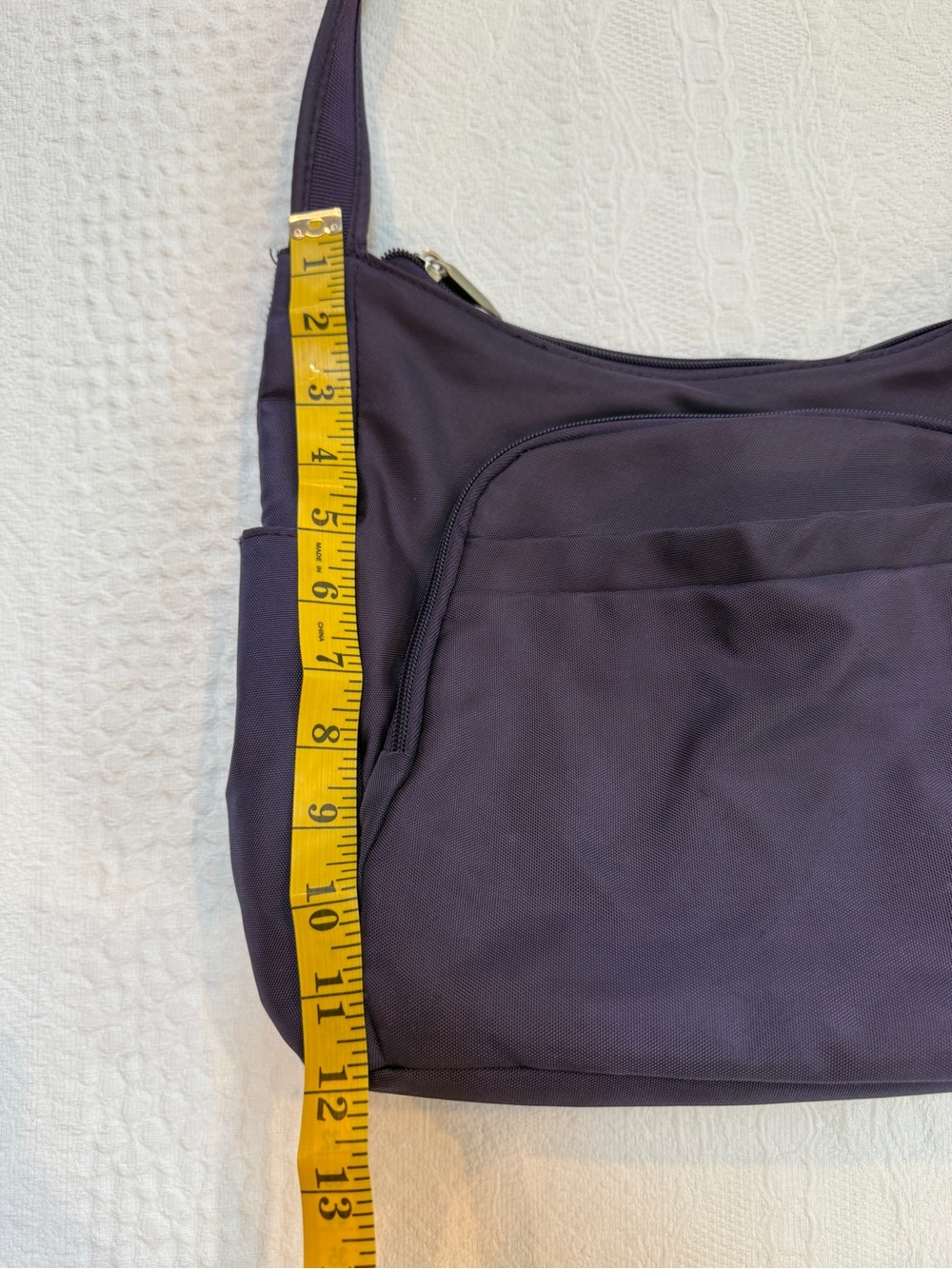 Travelon Anti-Theft Purple Poly Crossbody Bucket Tote Bag - Picture 7 of 7